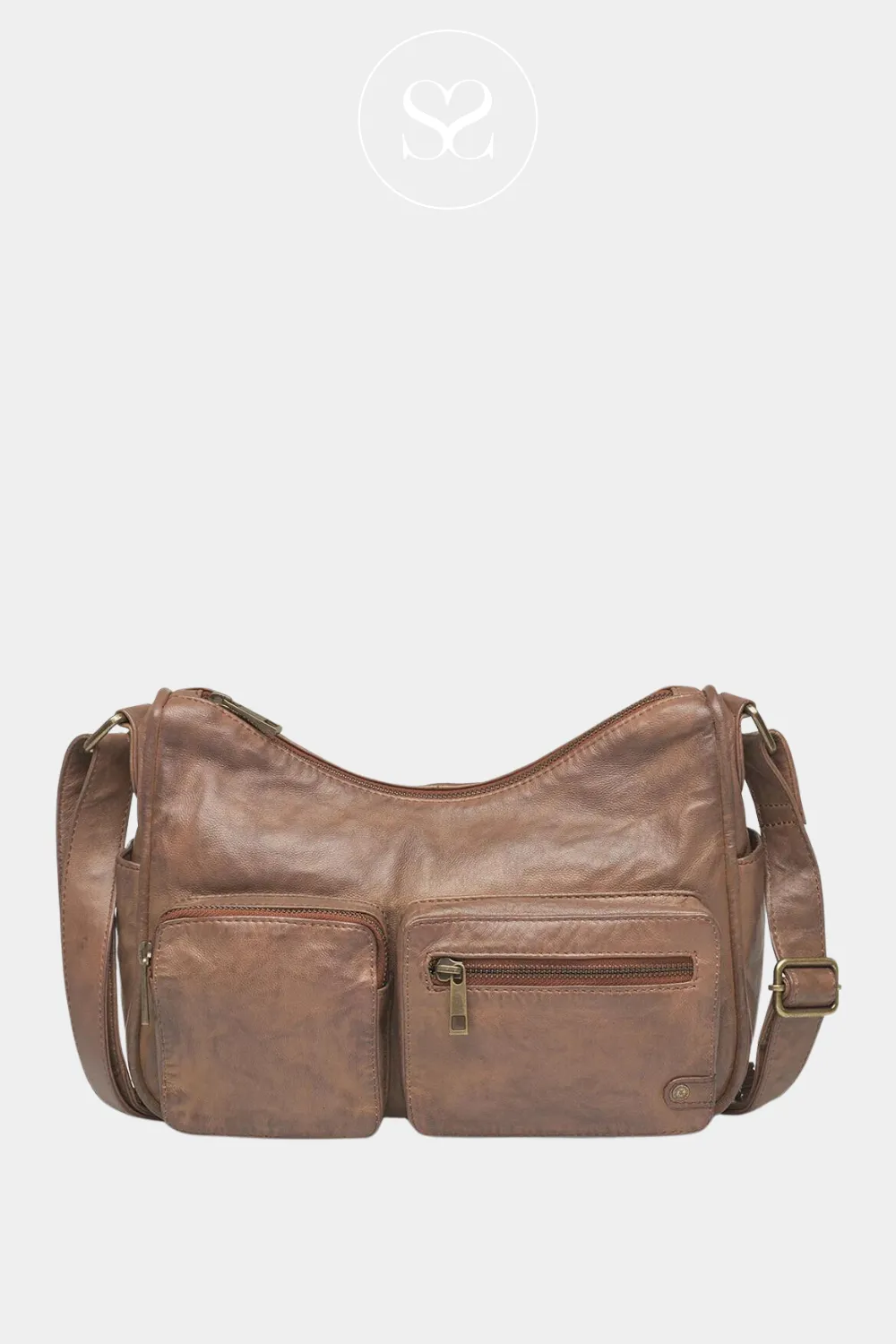 DEPECHE 16278 TAN LEATHER SHOULDER BAG