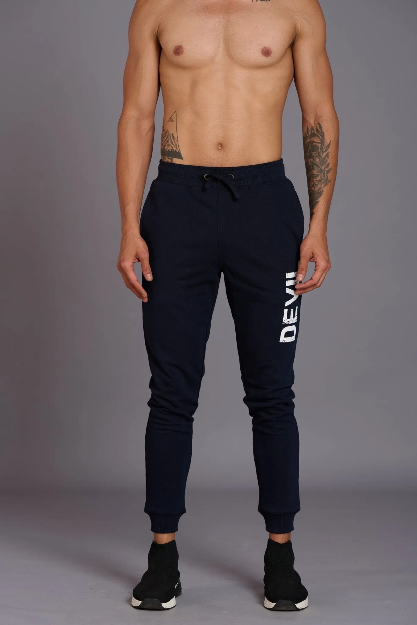 Devil Printed Black Joggers for Men