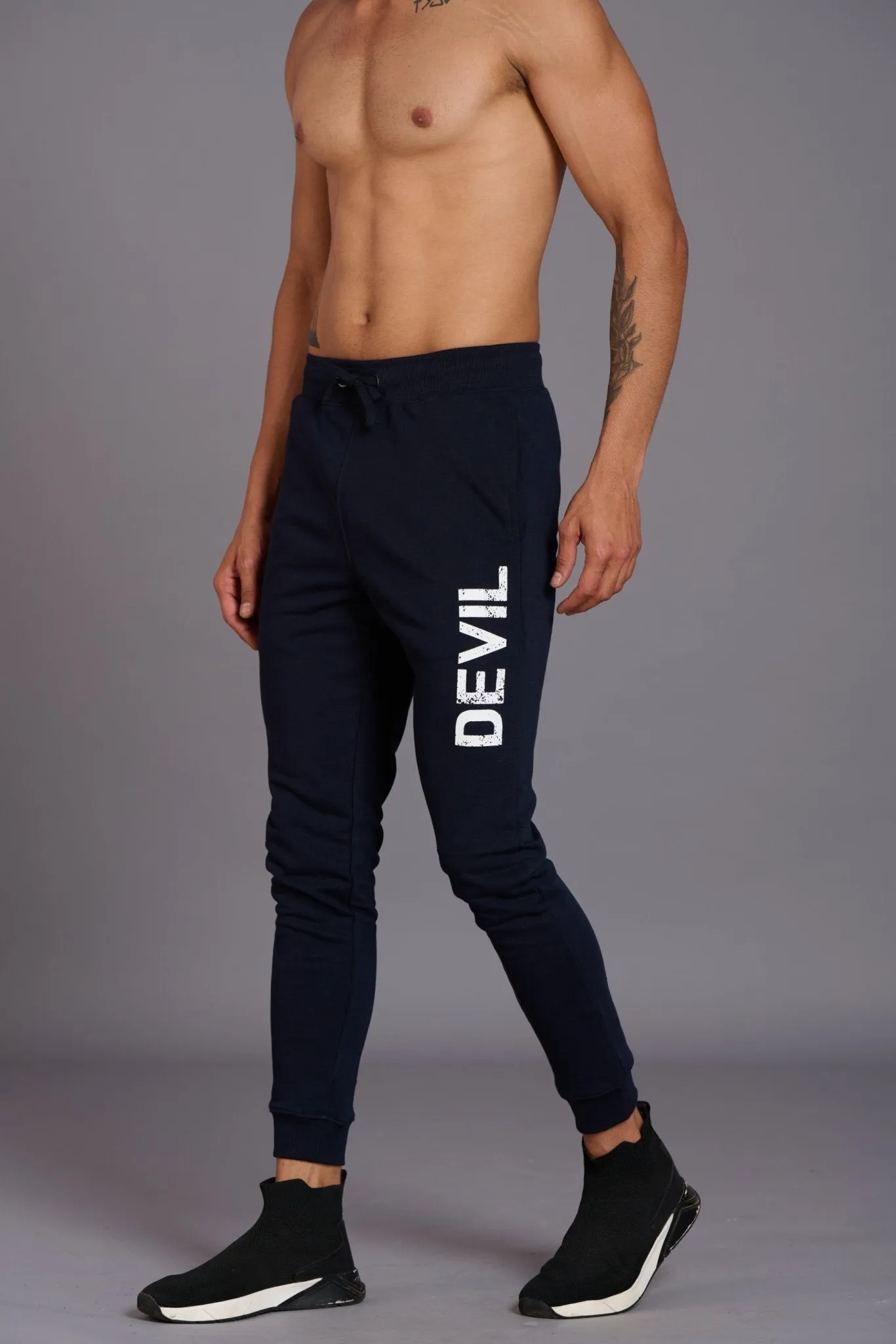 Devil Printed Black Joggers for Men