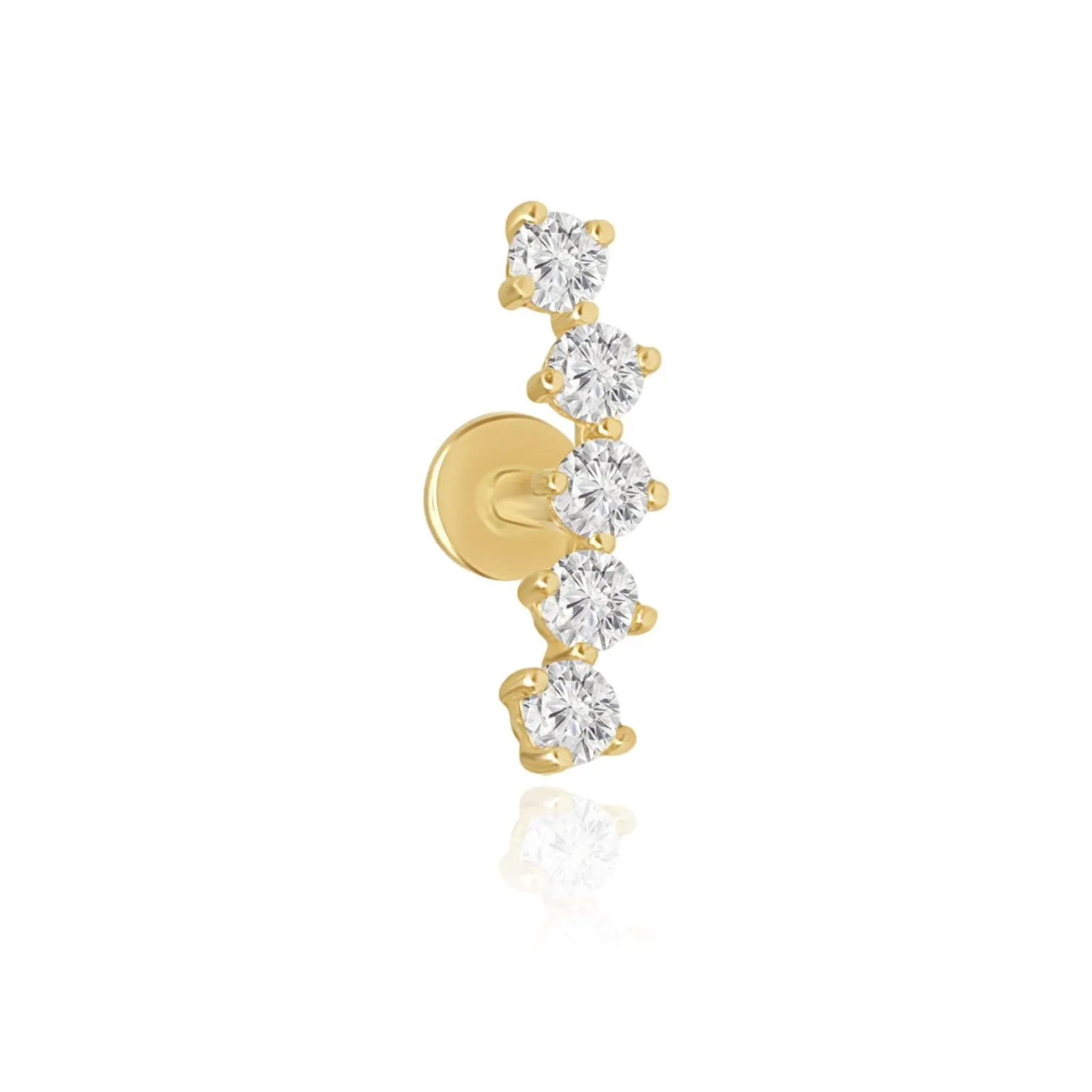 Diamond Ear Climber Flat Back Earring with Constellation Design