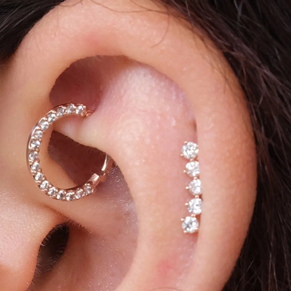 Diamond Ear Climber Flat Back Earring with Constellation Design