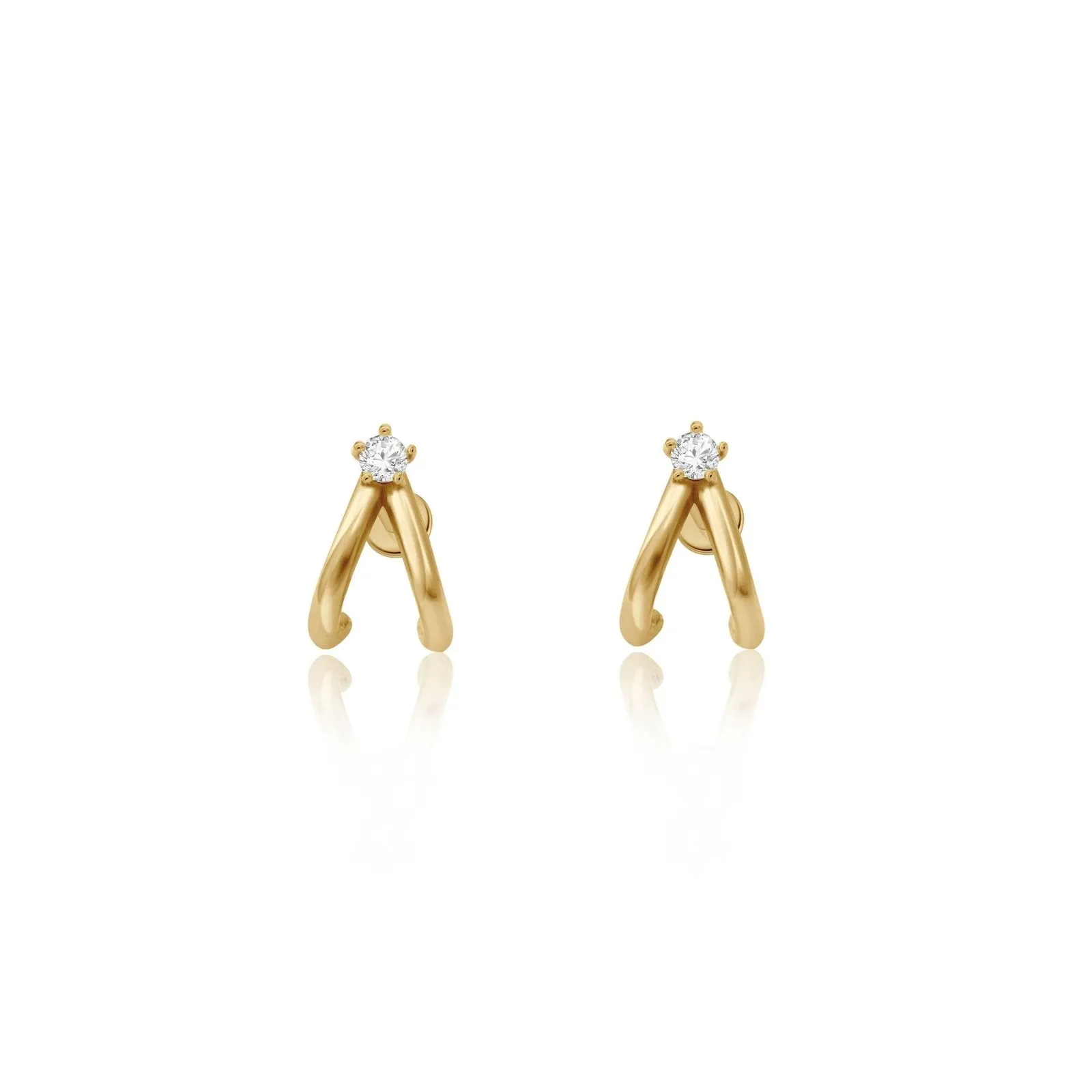 Diamond Double Flat Back Earring with Suspender Design