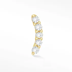 Diamond Yellow Gold Climber Earring Flat Back