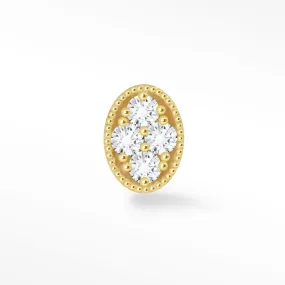 Diamond Yellow Gold Oval Earring Flat Back