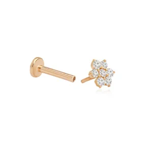 Diamond Flat Back Stud with Flower Design