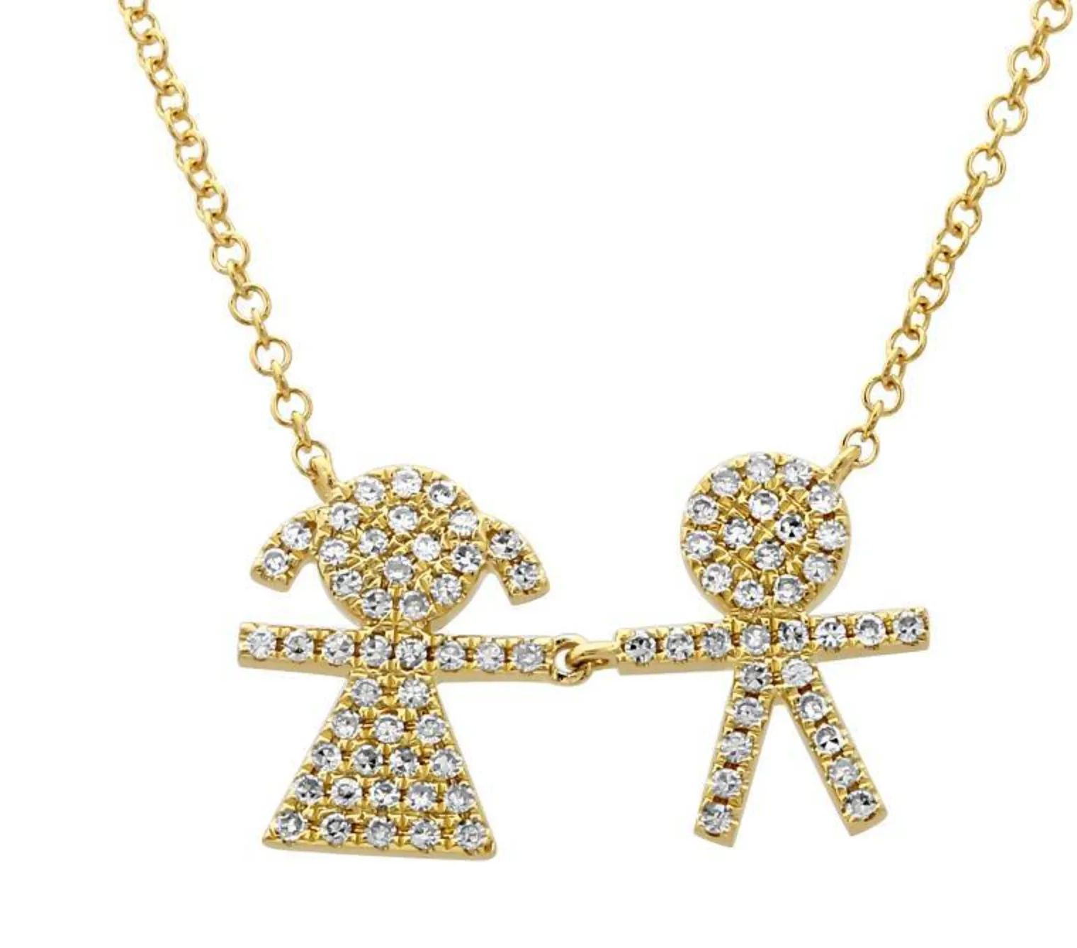 Diamond Pave Necklace Girl Boy