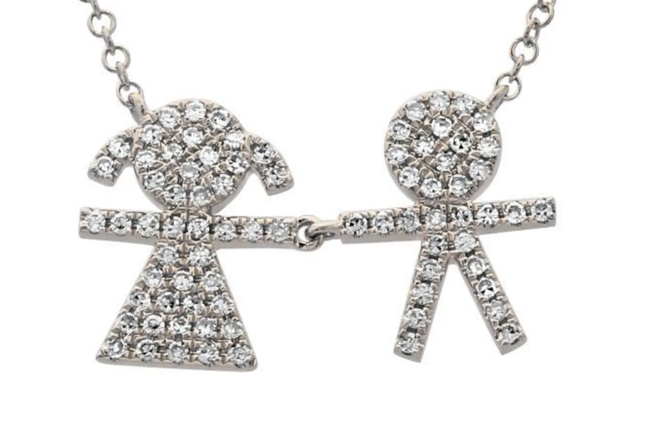 Diamond Pave Necklace Girl Boy