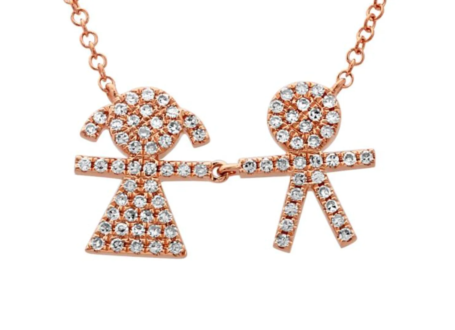 Diamond Pave Necklace Girl Boy