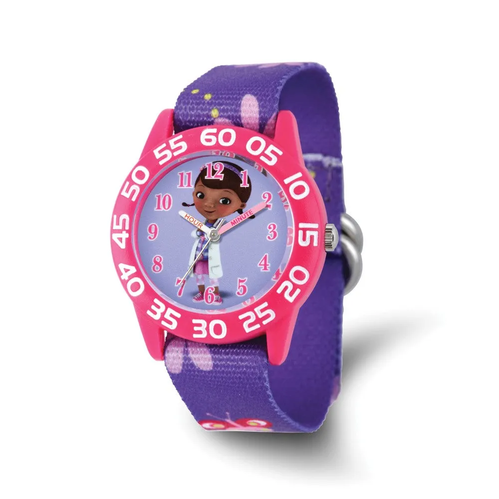 Disney Girls Doc McStuffins Acrylic Purple Floral Time Teacher Watch -> Girls Disney Doc McStuffins Purple Floral Time Teacher W