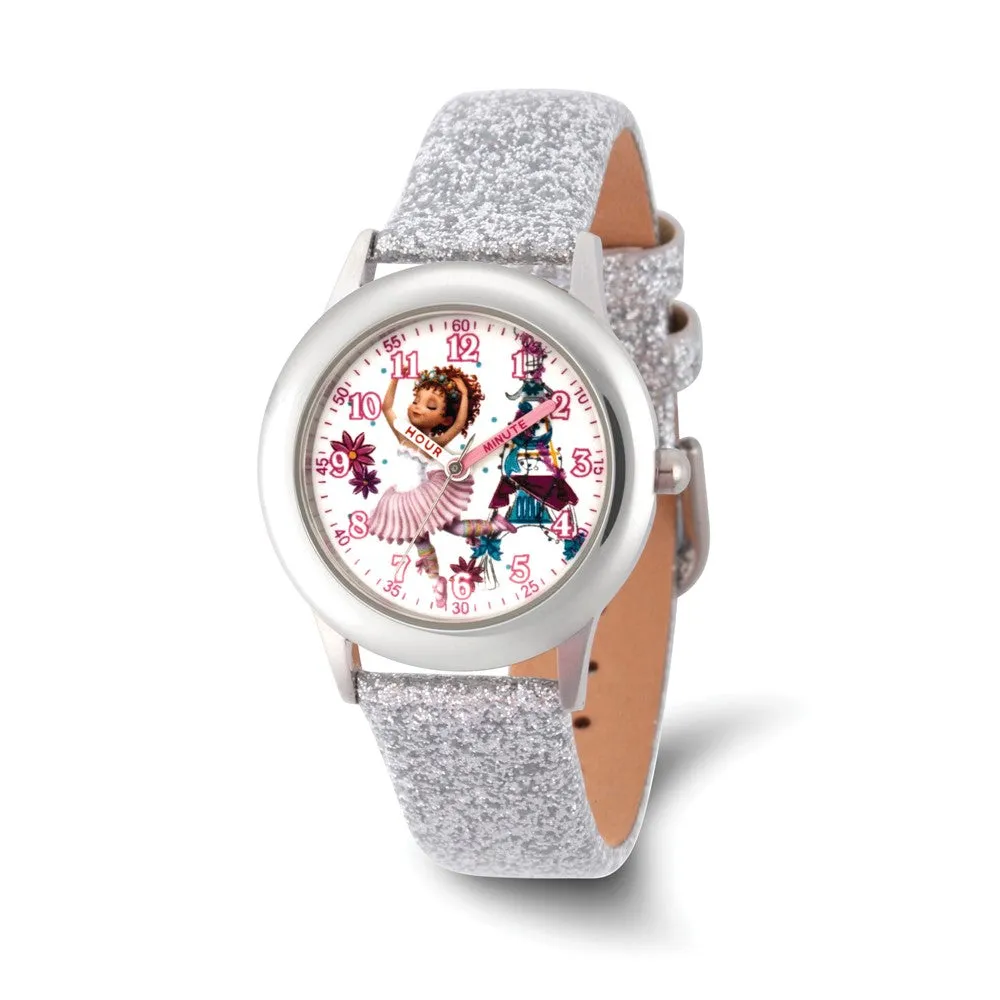 Disney Girls Fancy Nancy Glitter Leather Band Watch