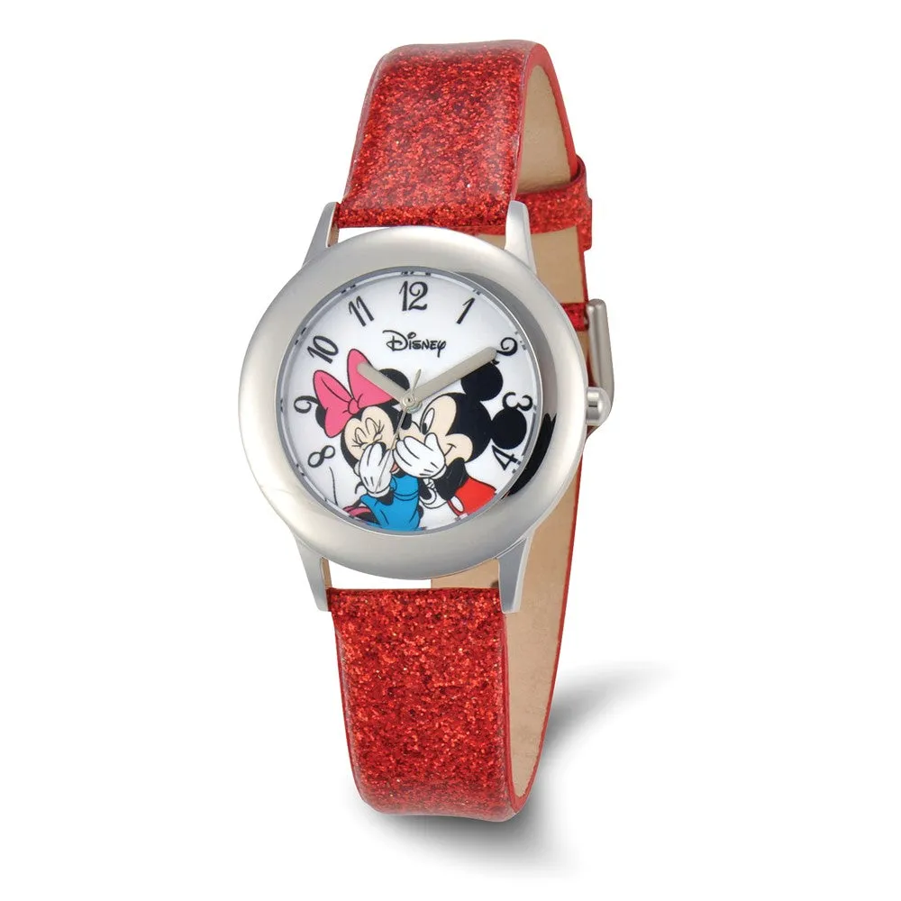 Disney Minnie Mickey Red Leather Watch - Tween Girls