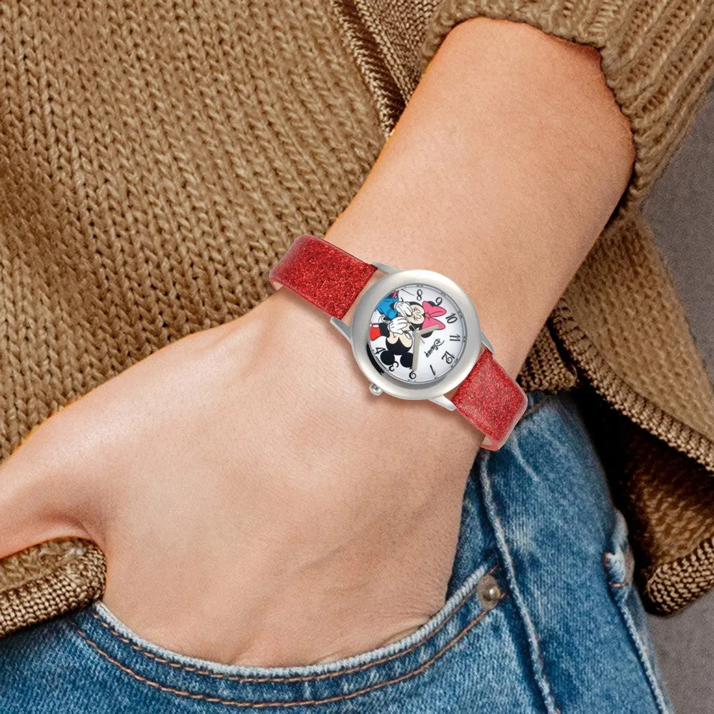 Disney Minnie Mickey Red Leather Watch - Tween Girls