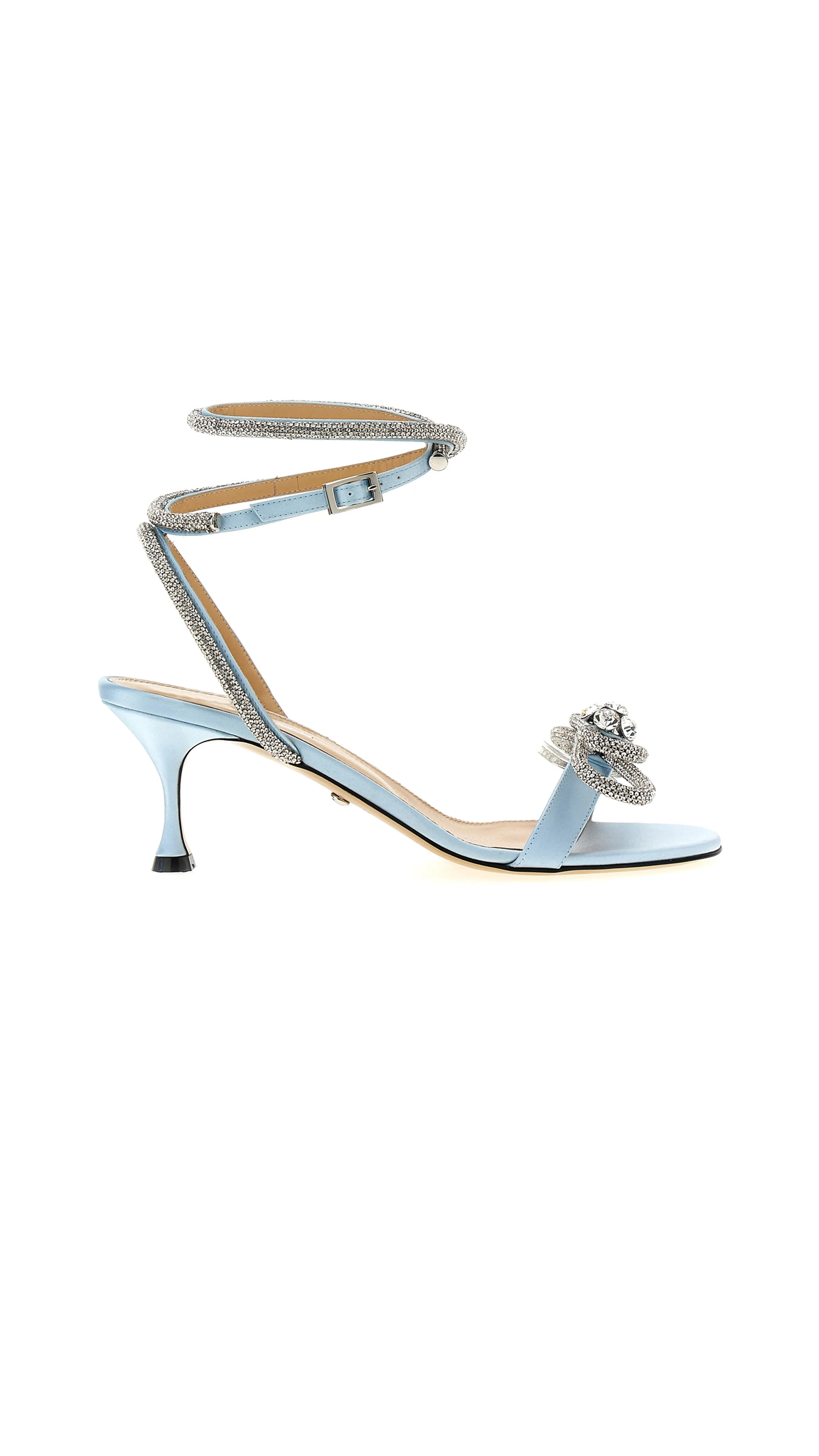 Double Bow Round Toe Sandals - Sky Blue