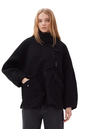 DROP SHOULDER HALF PLACKET JACKET BLACK - GANNI