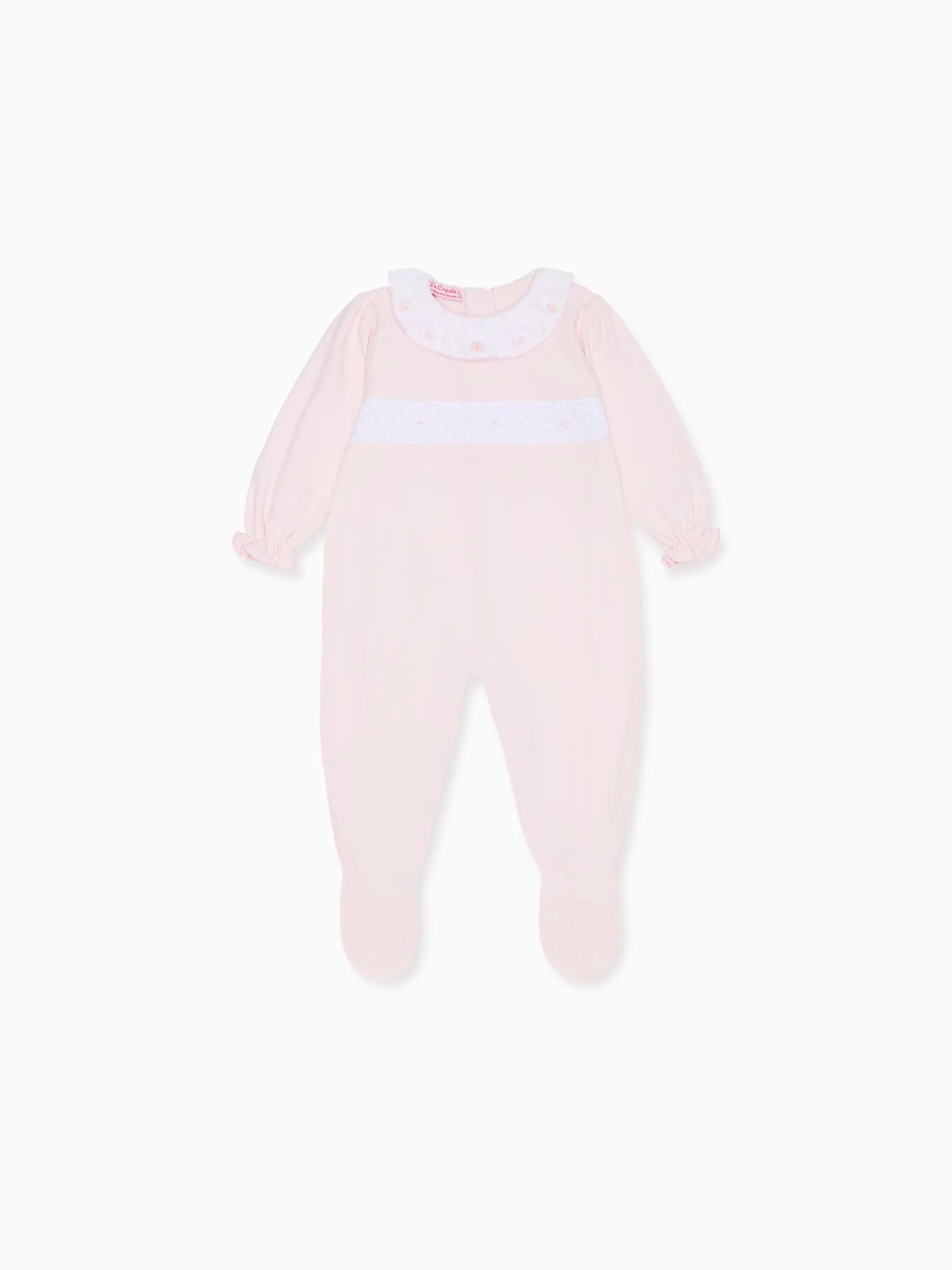 Dusty Pink Mia Baby Girl Hand-Smocked Sleepsuit