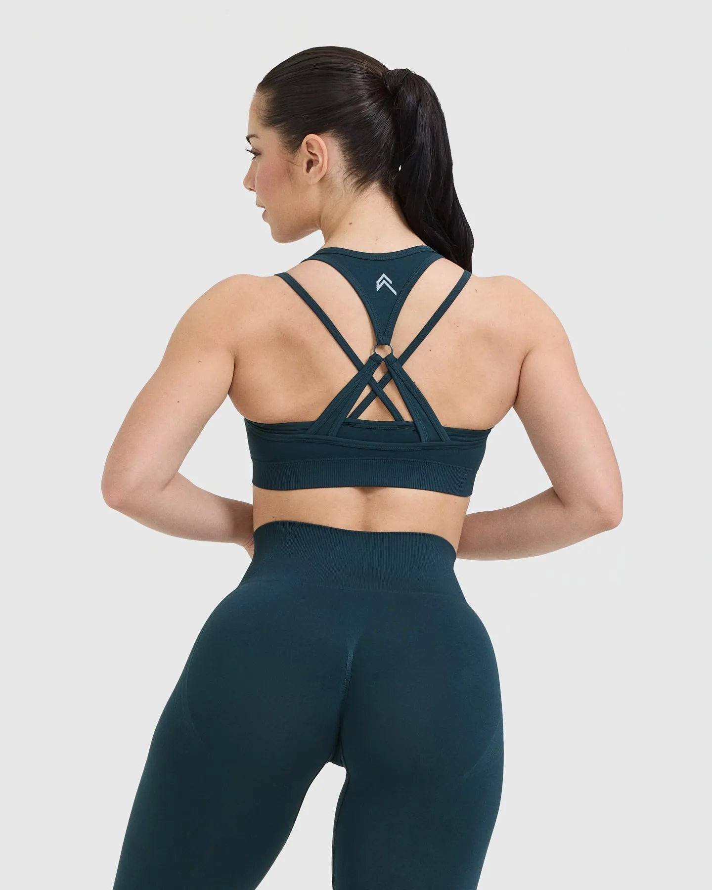 Seamless Layered Sport Bra in Oil Blue