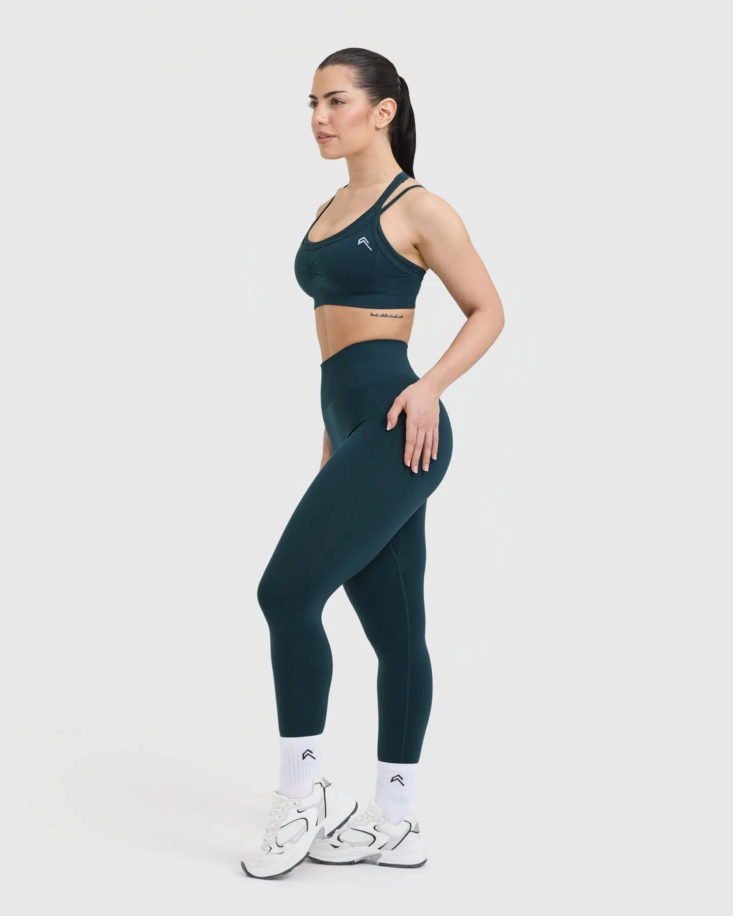 Seamless Layered Sport Bra in Oil Blue