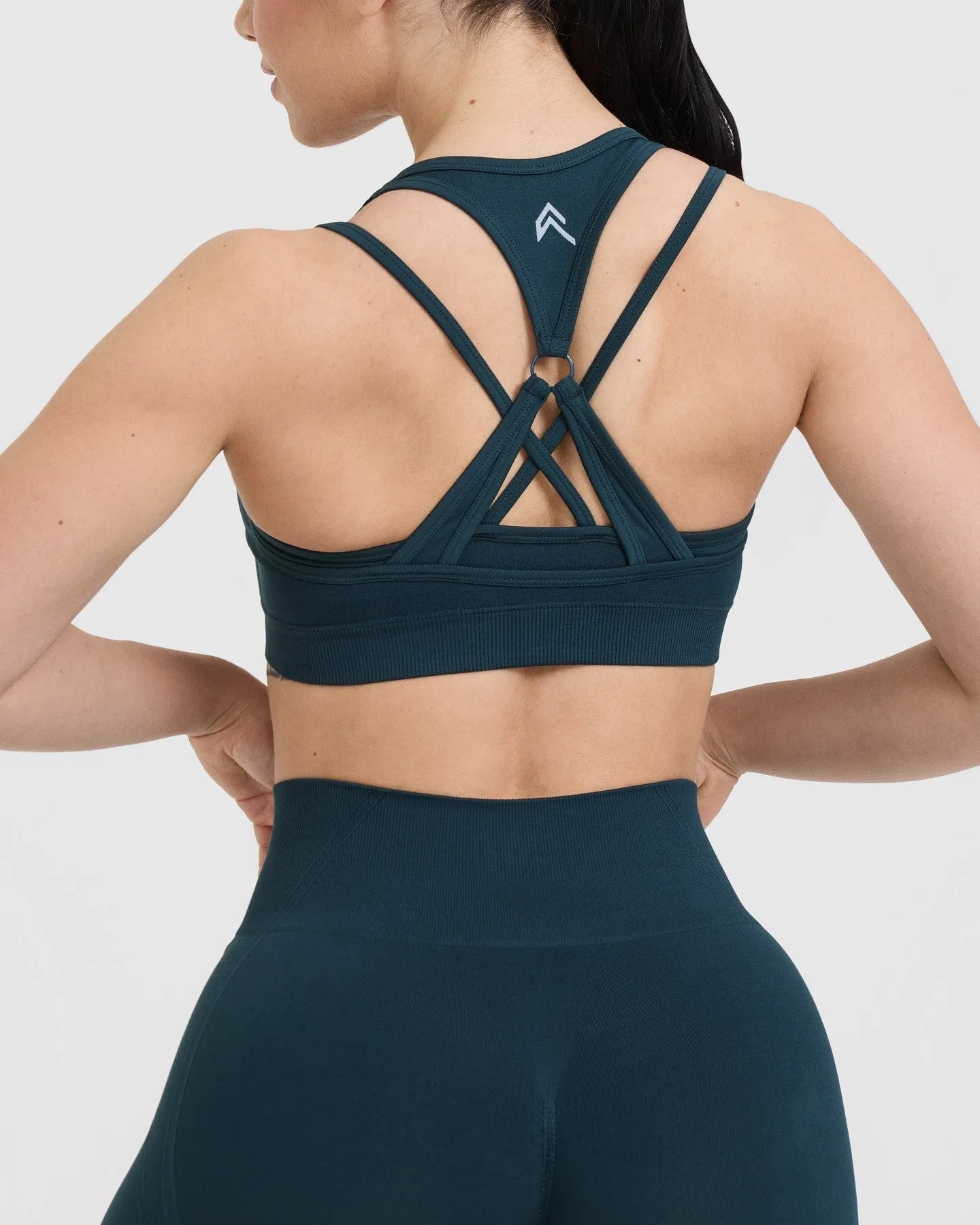 Seamless Layered Sport Bra in Oil Blue