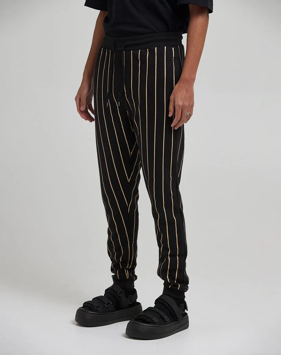 ELMONTE MEN'S STRIPED JOGGERS | BLACK