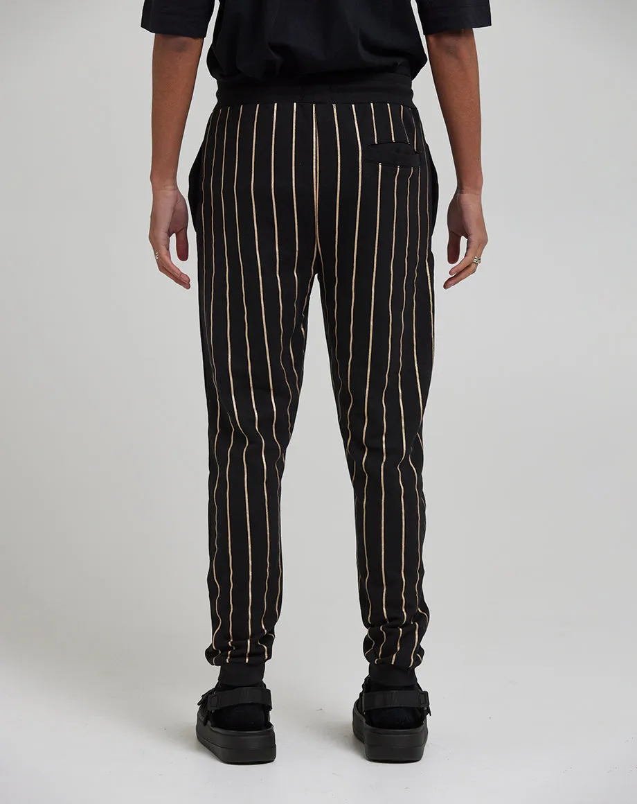 ELMONTE MEN'S STRIPED JOGGERS | BLACK