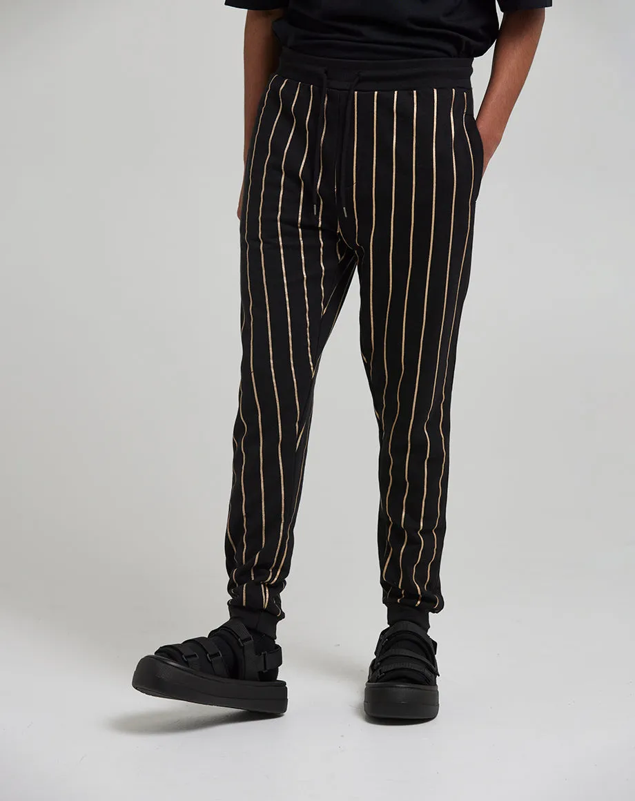 ELMONTE MEN'S STRIPED JOGGERS | BLACK