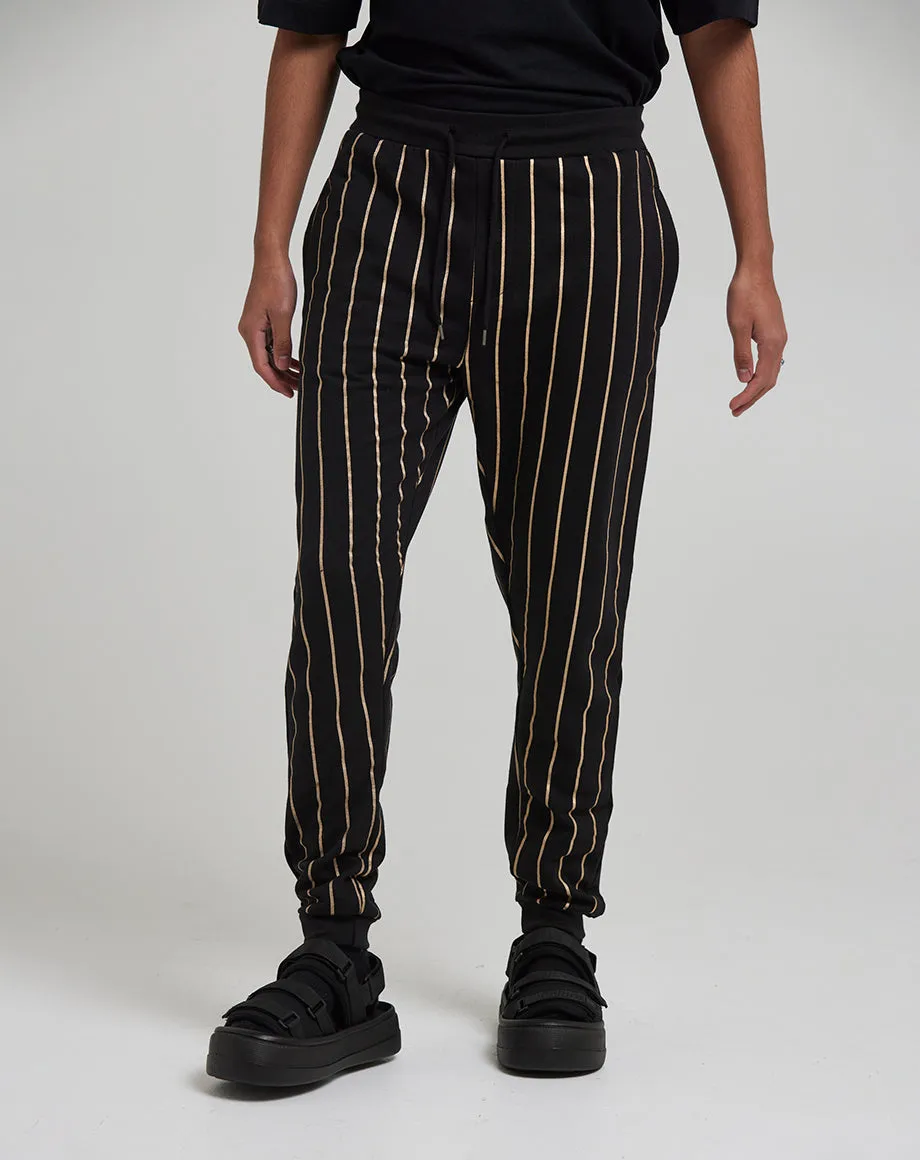 ELMONTE MEN'S STRIPED JOGGERS | BLACK