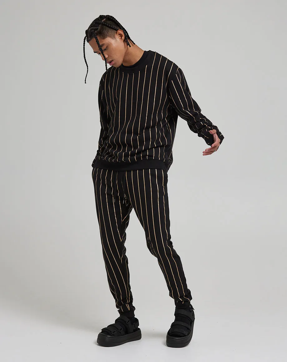 ELMONTE MEN'S STRIPED JOGGERS | BLACK