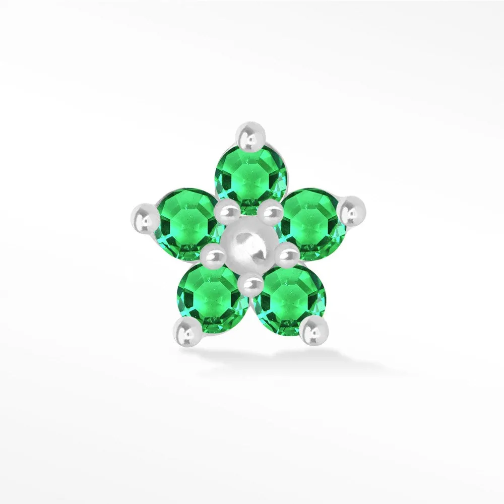 Emerald Flat Back Earring Buttercup 14k White