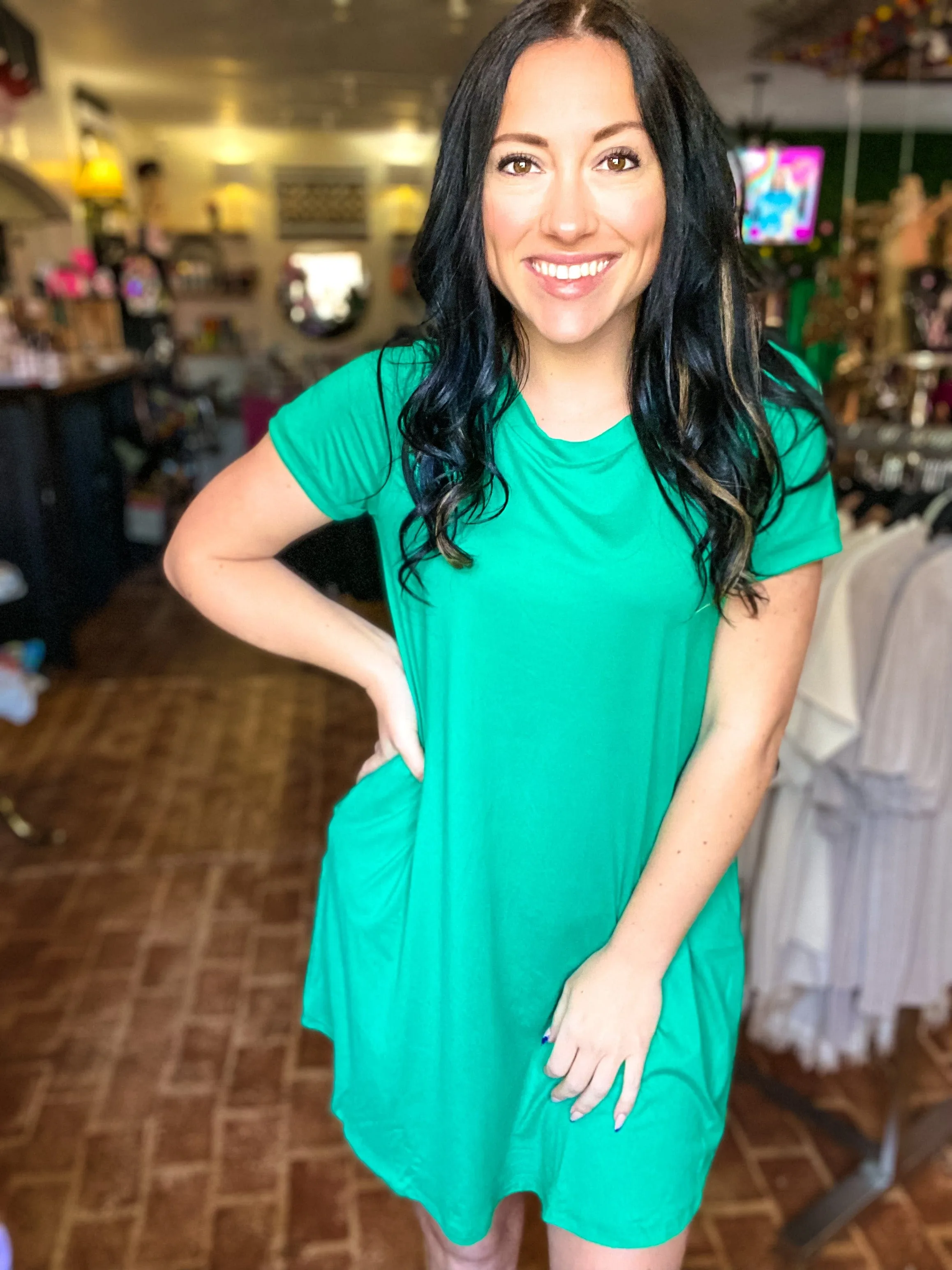 Green Cotton Mini Dress