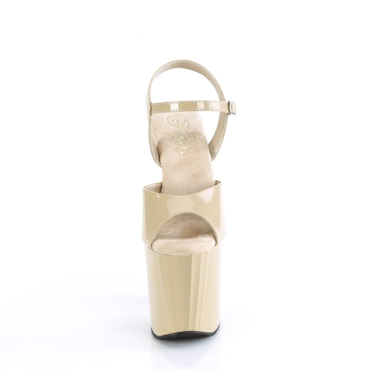 ENCHANT-709 Cream Patent 7 Inch High Heel Sandal