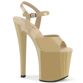 ENCHANT-709 Cream Patent 7 Inch High Heel Sandal