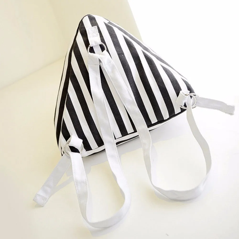 Women's Canvas Backpack with Eye Stripe Triangle Pattern for School and Travel