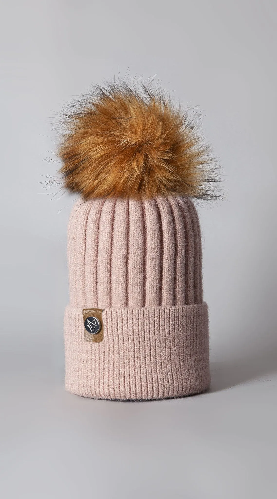 Faux Harley Pom Pom Hat - Blush