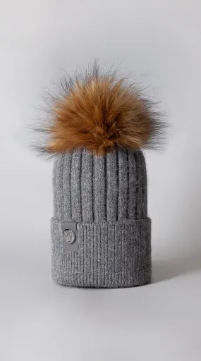 Faux Harley Pom Pom Hat - Charcoal