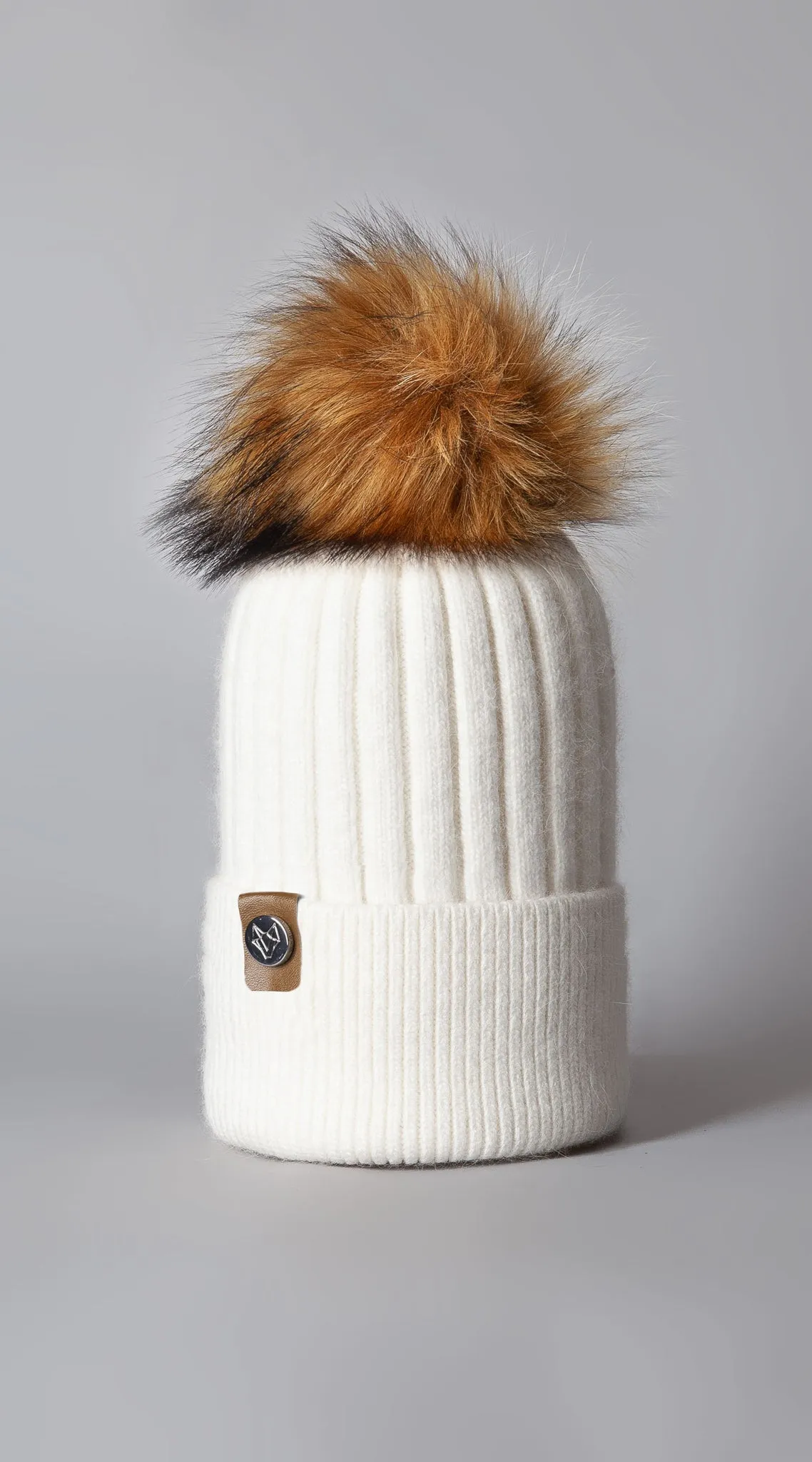 Faux Harley Pom Pom Hat - White