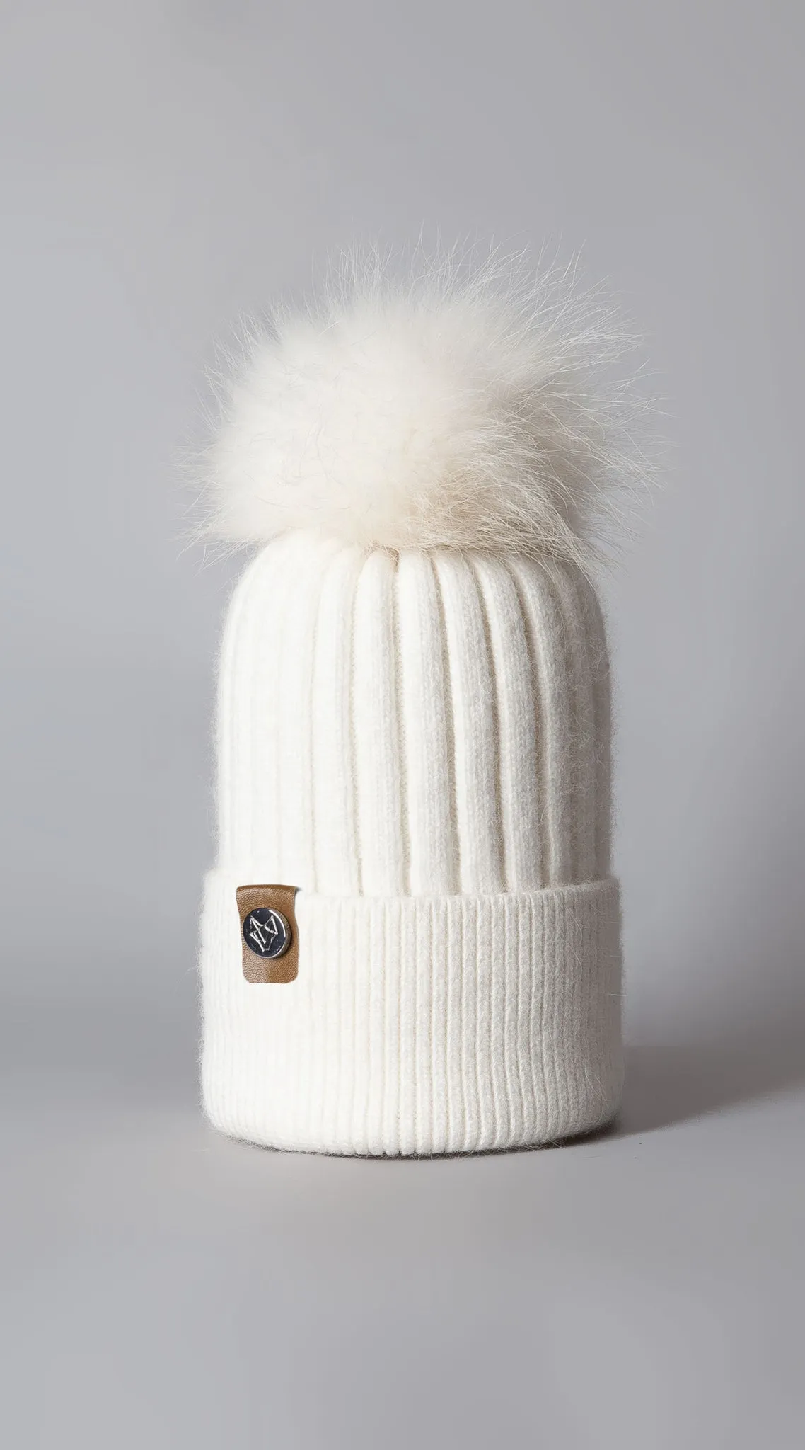 Faux Harley Pom Pom Hat - White