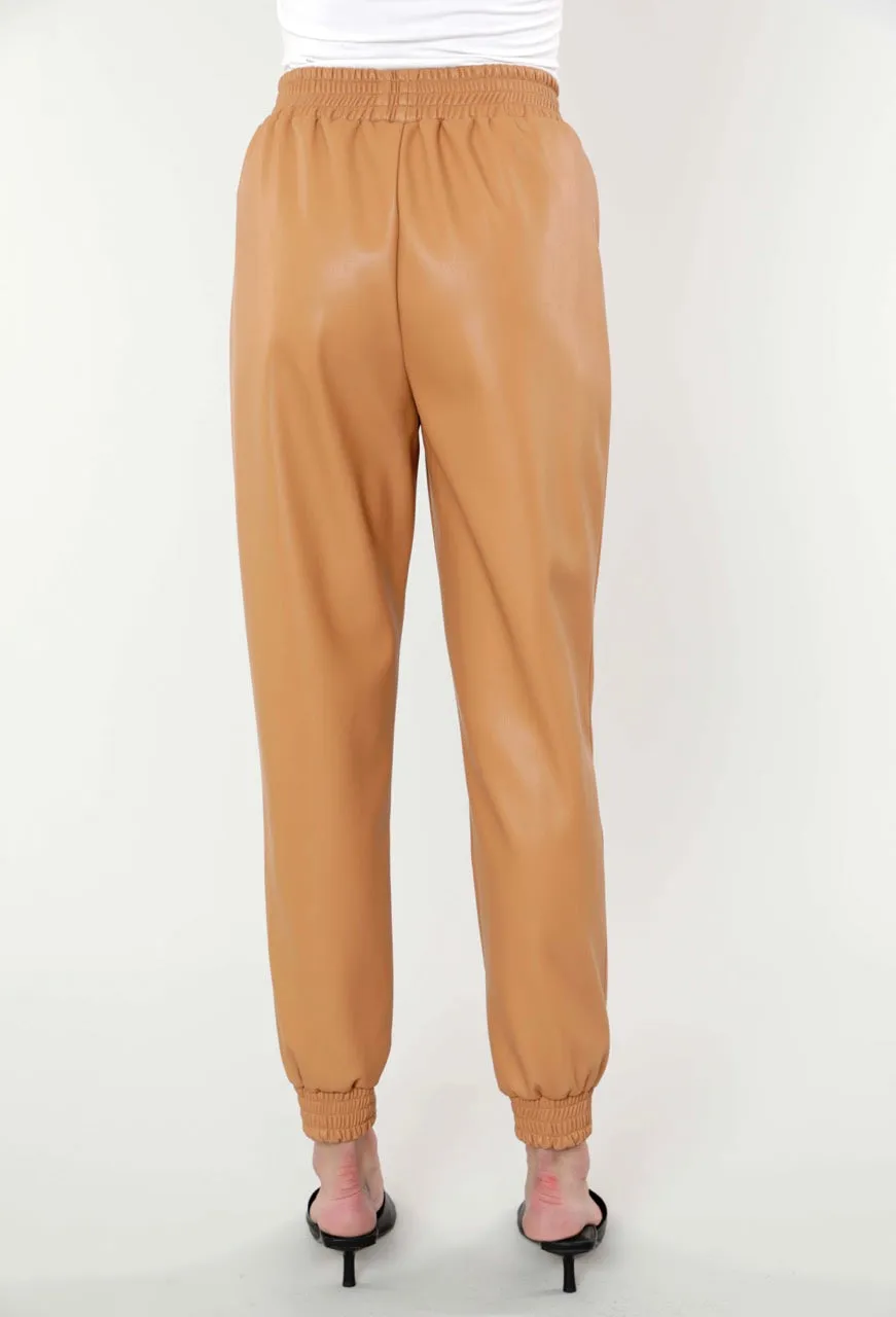 Faux Leather Joggers