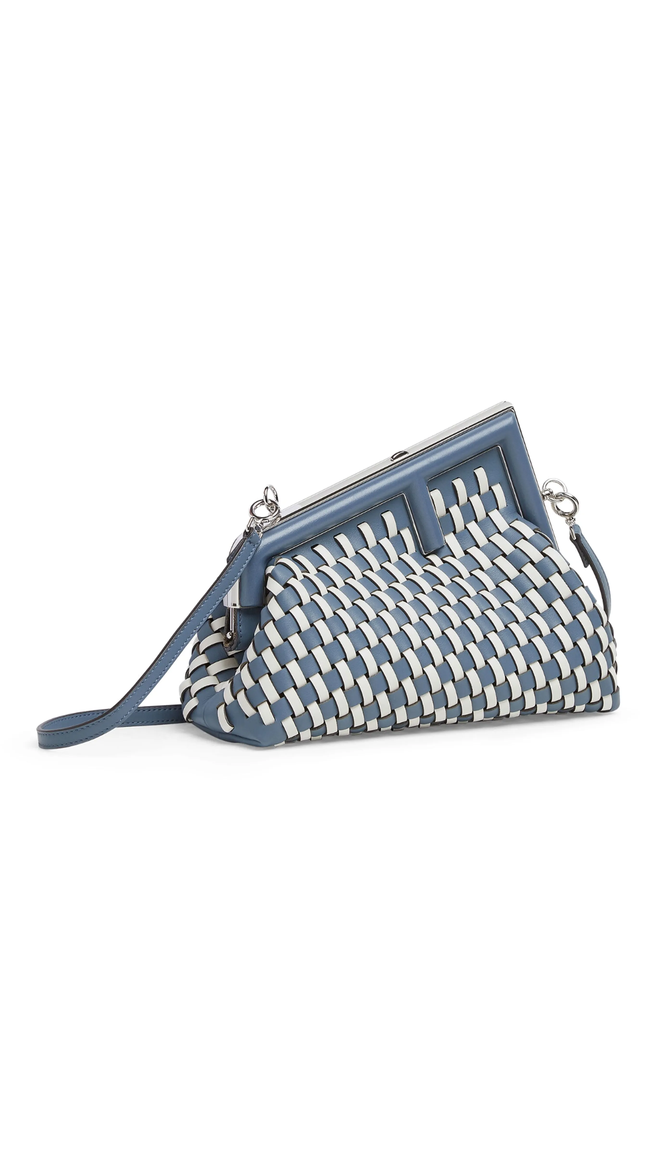 Blue/White Small Woven Fendi First Bag