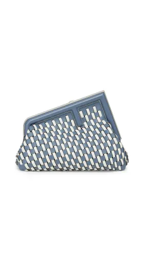 Blue/White Small Woven Fendi First Bag