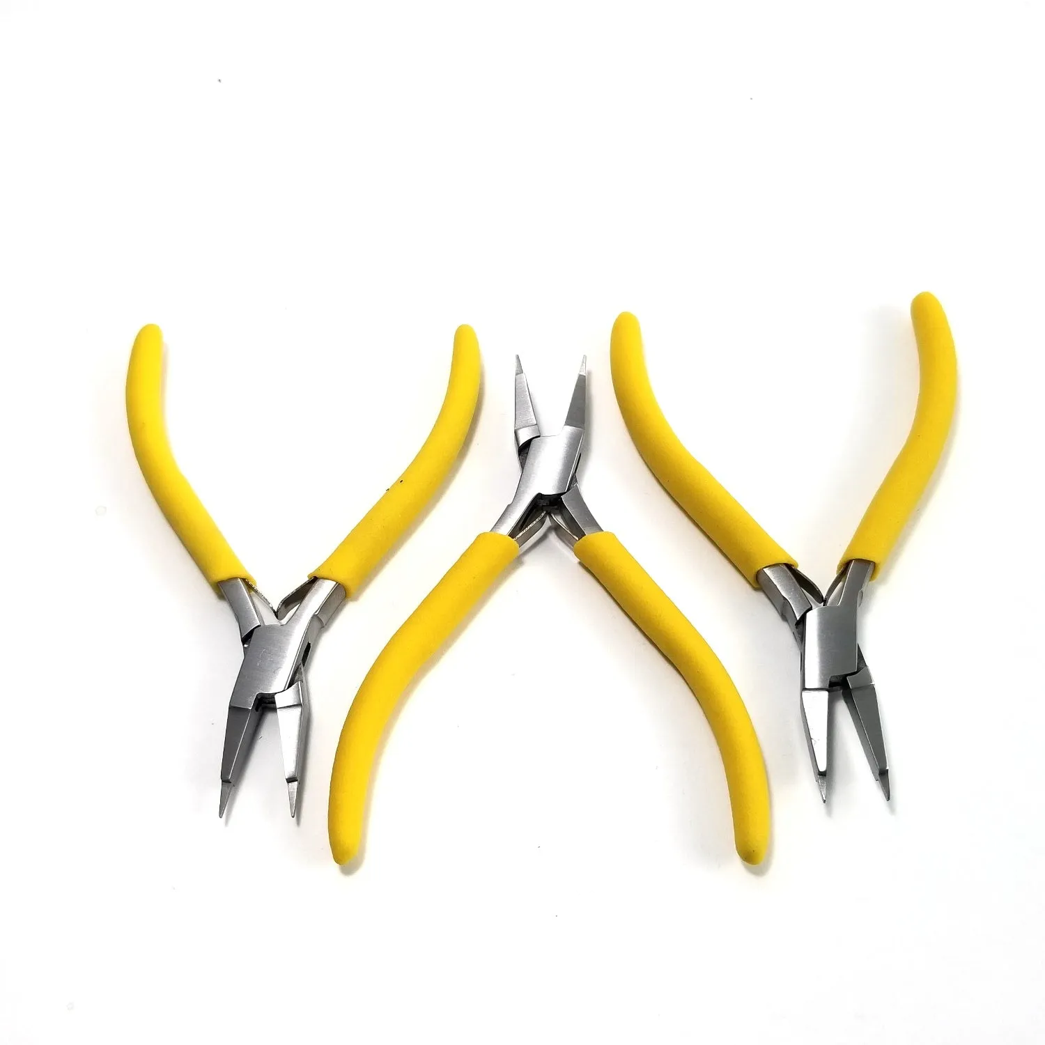 Beadsmith Fine Tip Flat Nose Pliers Set 3 Pieces, Comfort Grip Handles, Box Joint, Return Leaf Spring, #16XX