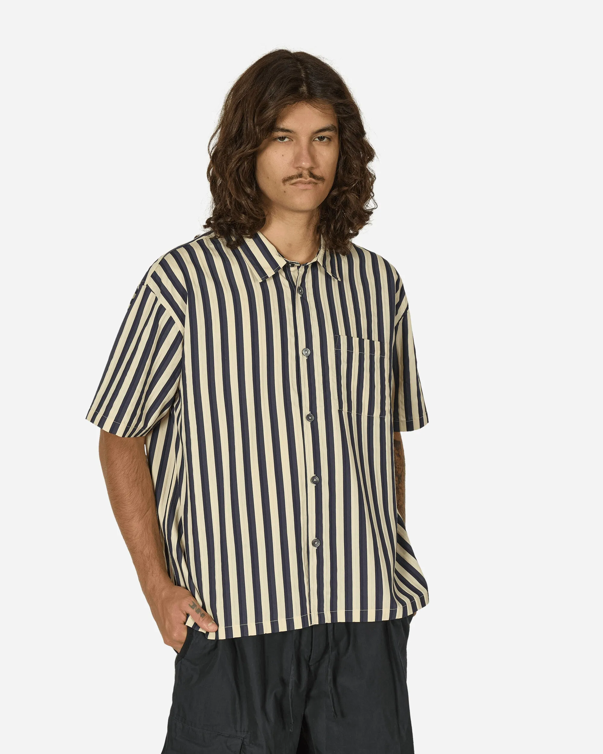 Flat Bottom Stripe Shirt Navy