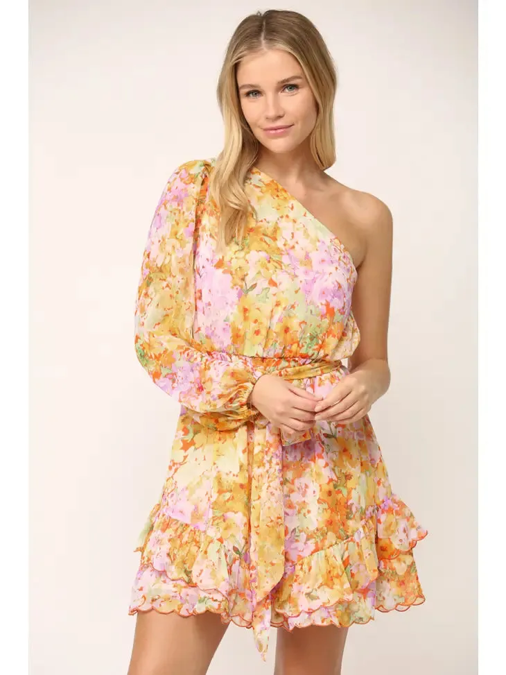 Floral One Shoulder Dress Delia