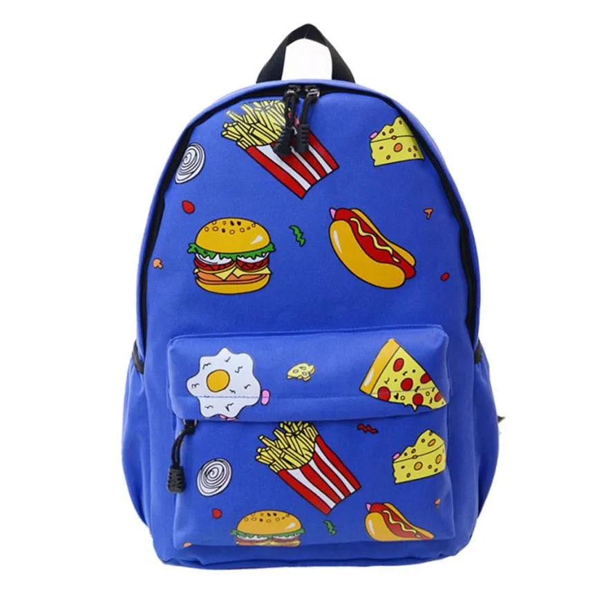 Canvas Hamburger Backpack School Bag Mujer Mochila Escolar Feminina Double-Shoulder Cute Design Fast Delivery.