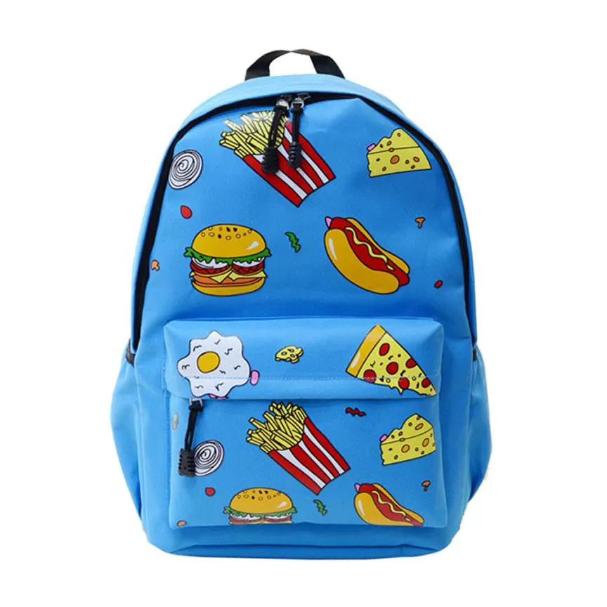 Canvas Hamburger Backpack School Bag Mujer Mochila Escolar Feminina Double-Shoulder Cute Design Fast Delivery.