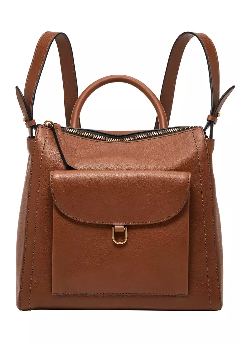 Female's Parker Brown Leather Backpacks by Fossil