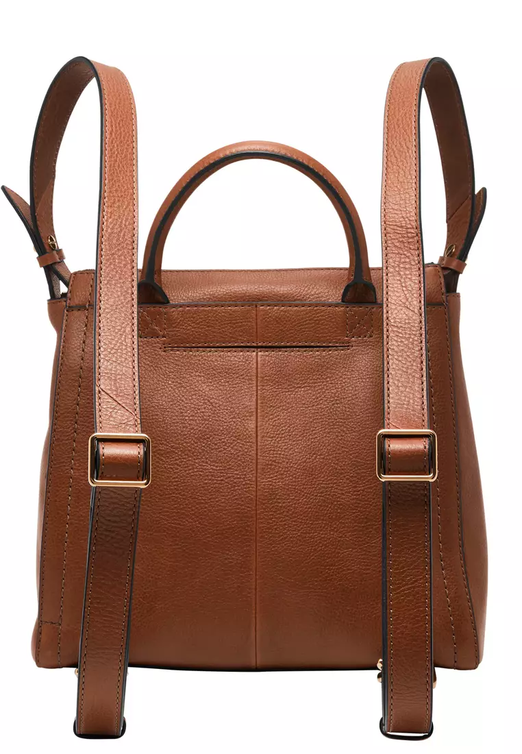 Female's Parker Brown Leather Backpacks by Fossil