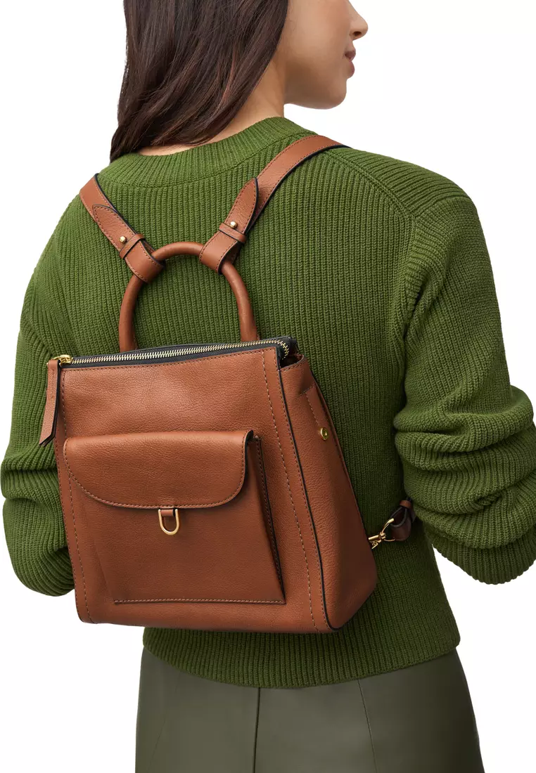 Female's Parker Brown Leather Backpacks by Fossil