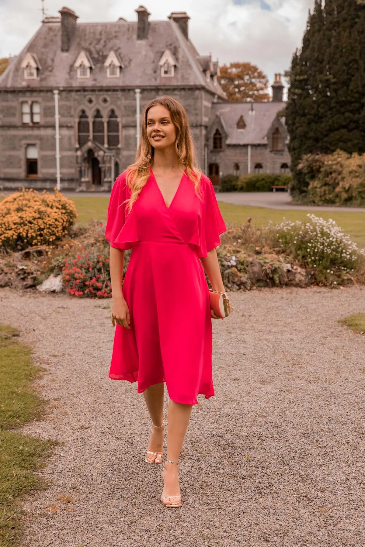 Fuchsia Angel Sleeve Dress