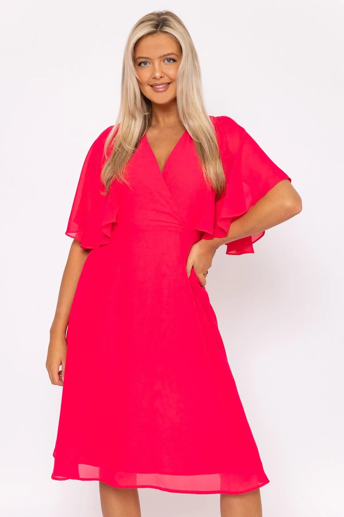 Fuchsia Angel Sleeve Dress