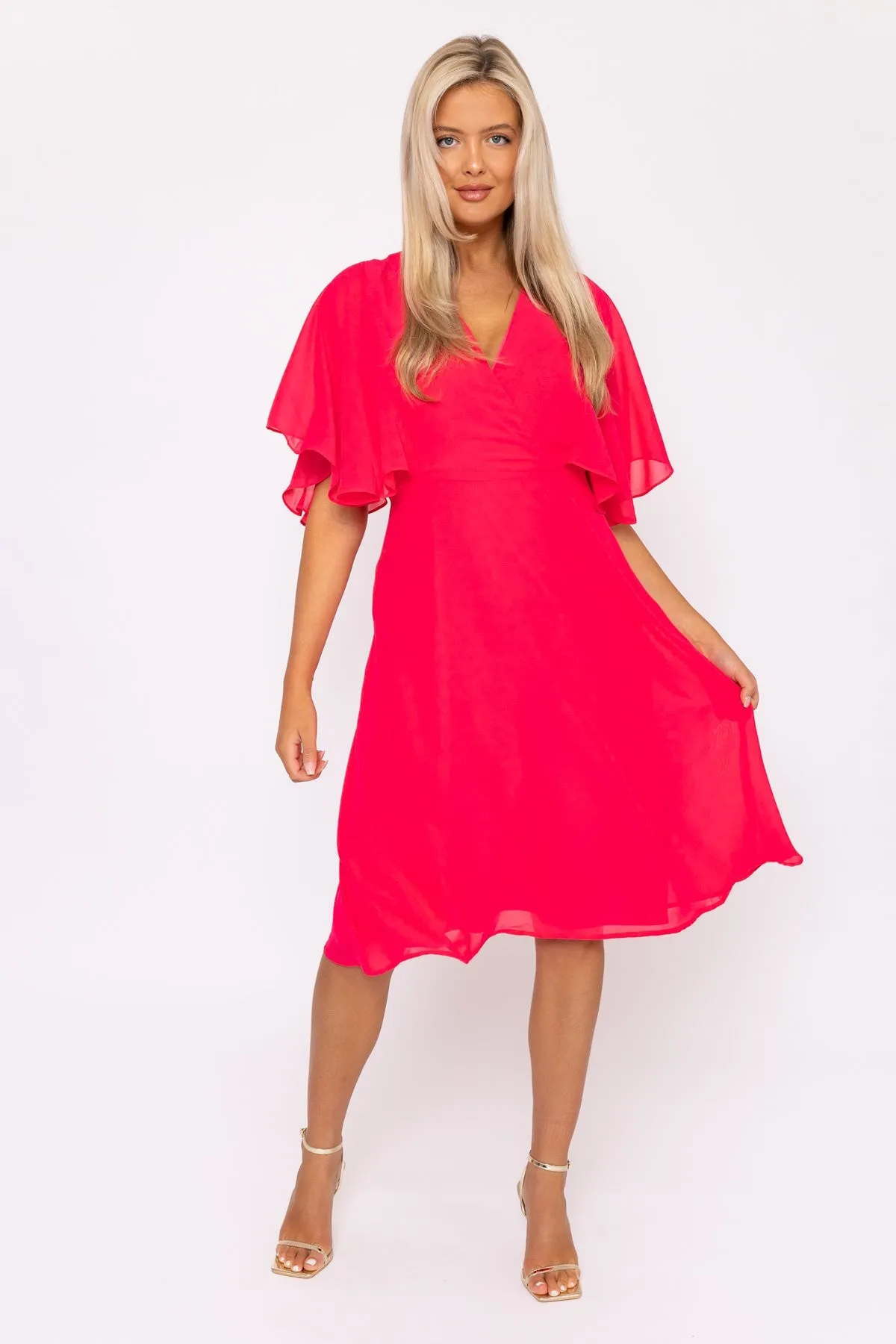 Fuchsia Angel Sleeve Dress